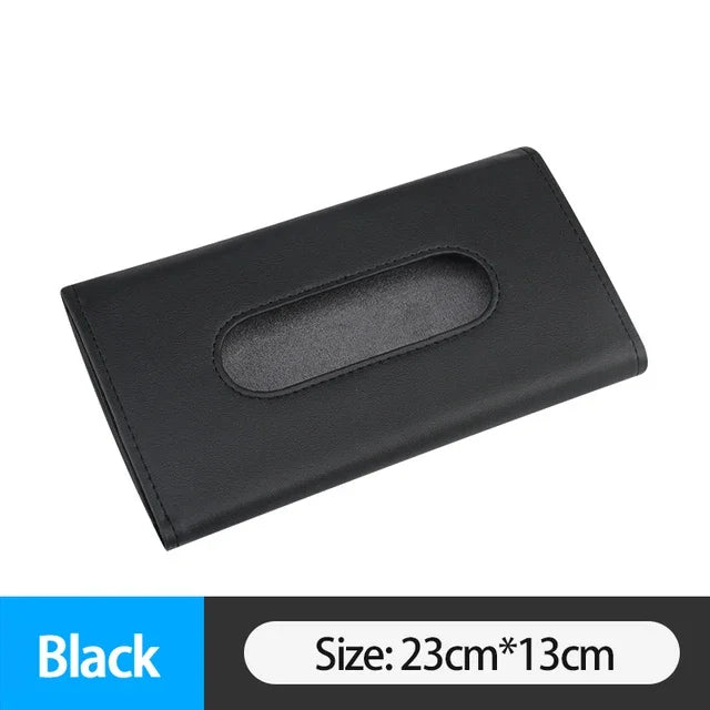 Car Visor Tissue Holder PU Leather Hanging Paper Towel Clip Napkin Holder Backseat Tissue Case Auto Interior Accessories