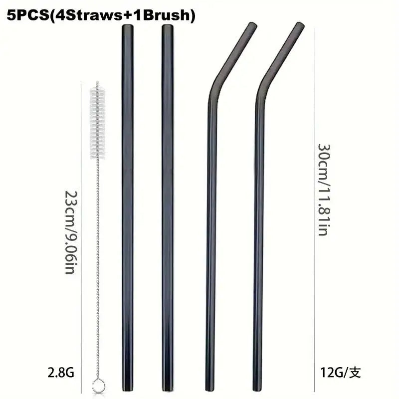 30cm Straws for CUP Reusable Stainless Straws 4Set Colorful Healthy Eco Friendly Drinking Straws for Cocktail Smoothie