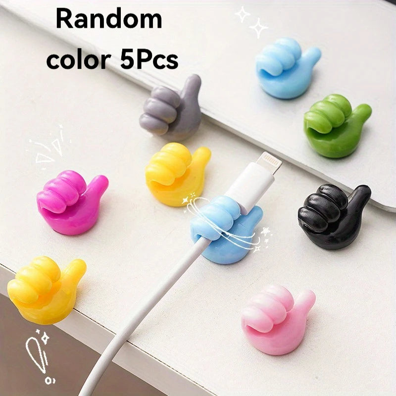 5Pcs Thumb-Shaped Holder Glasses Cable Power Cord Charging Line Self Adhesive Mini Hook Storag Organizer Gadget Car Accessories