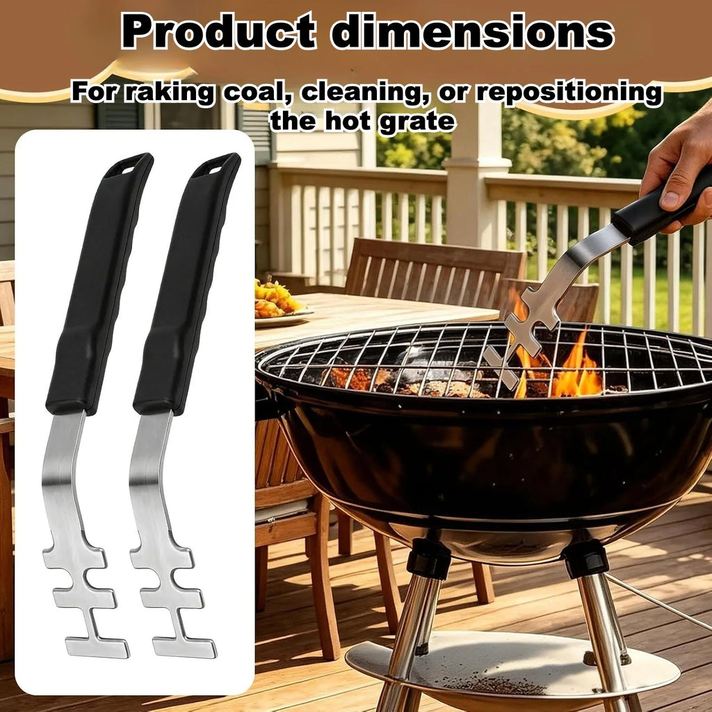 Heat-resistant grill grate lifters for Enders cast-iron grates (set of 2); anti-scald design with non-slip handle