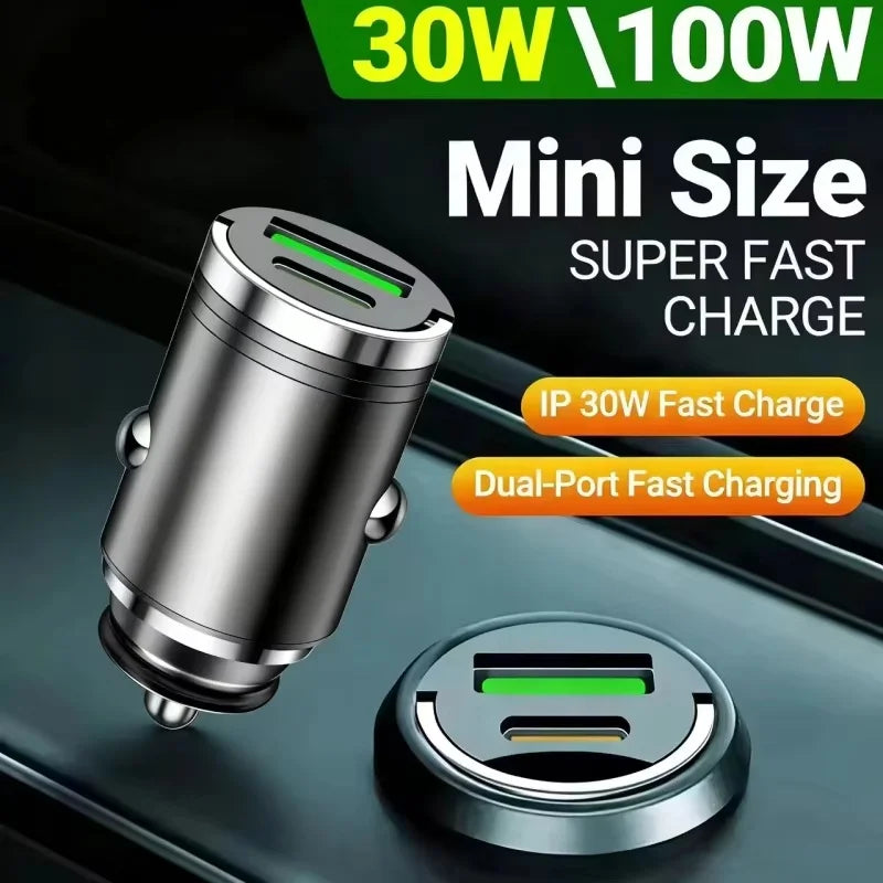 100W PD USB Car Charger Lighter Fast Charging for iPhone QC3.0 USB Type C Car Phone Charger Adapter for Xiaomi Samsung Huawei