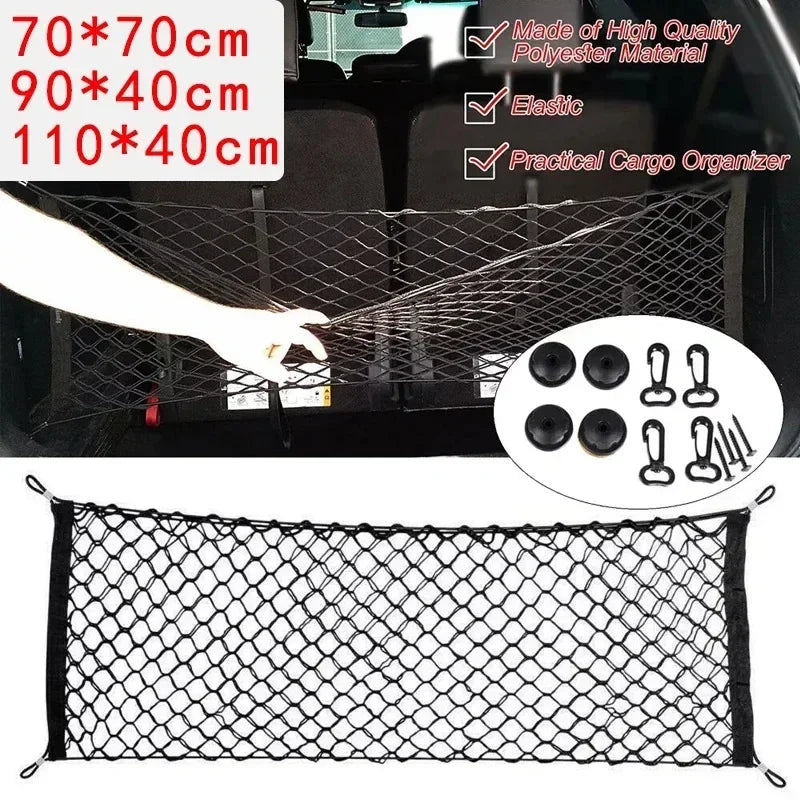 70x70 / 90x40 / 110 x 40 CM Universal Car Trunk Rear Storage Cargo Luggage Nylon Elastic Mesh Holder Stretchable Travel Pocket
