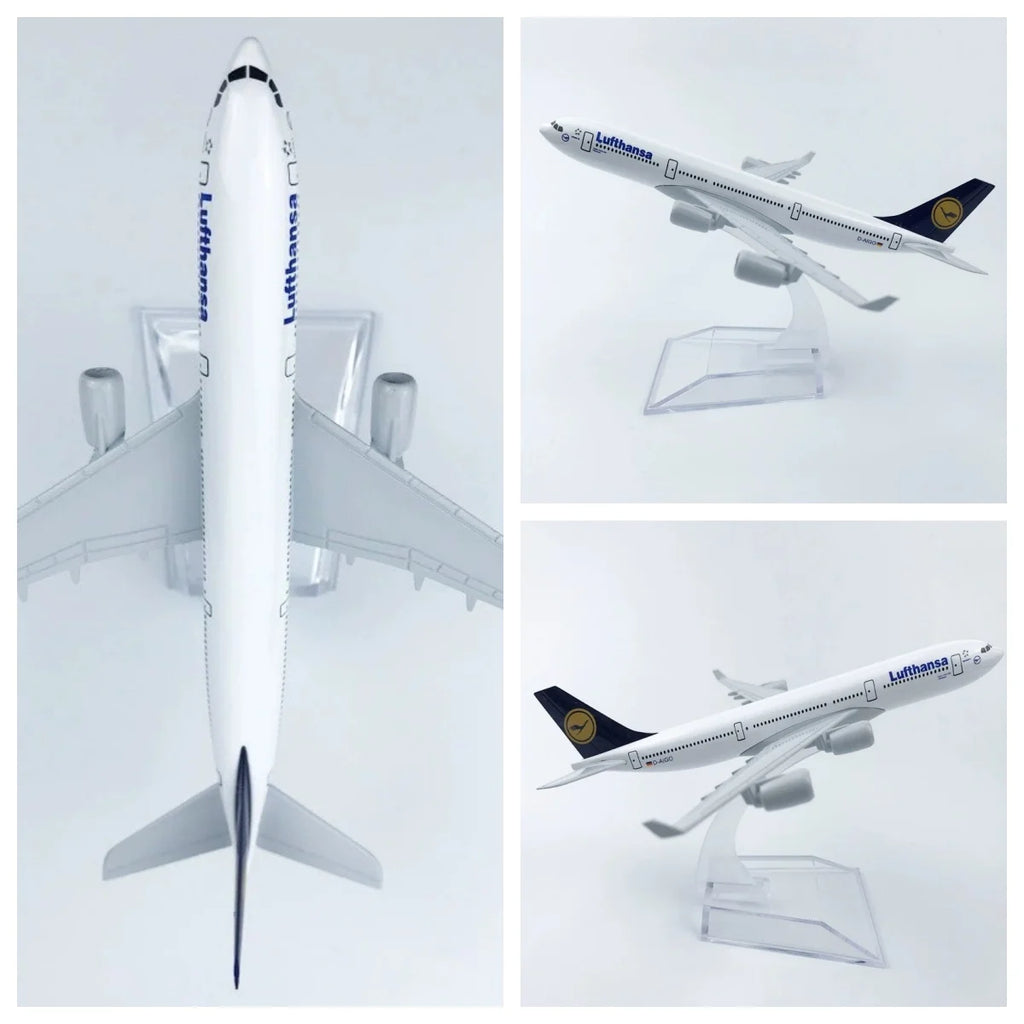 16cm 1:400 Scale Lufthansa A340 Aircraft Model Airline Collectible Miniatures Alloy Airplane Diecast Model Toys For Gift