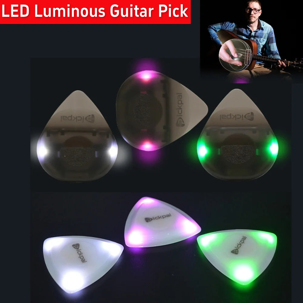 LED Luminous Guitar Pick ABS Electric Guitar Pick with High-Sensitivity LED Light Non-Slip for Bass Electric Guitarists