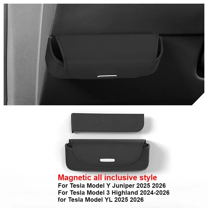 For Tesla Model 3/YL/Y Juniper 2025 2026 Silicone Glasses Case Magnetic Closure Design Sun Glasses Storage Box Car Accessories