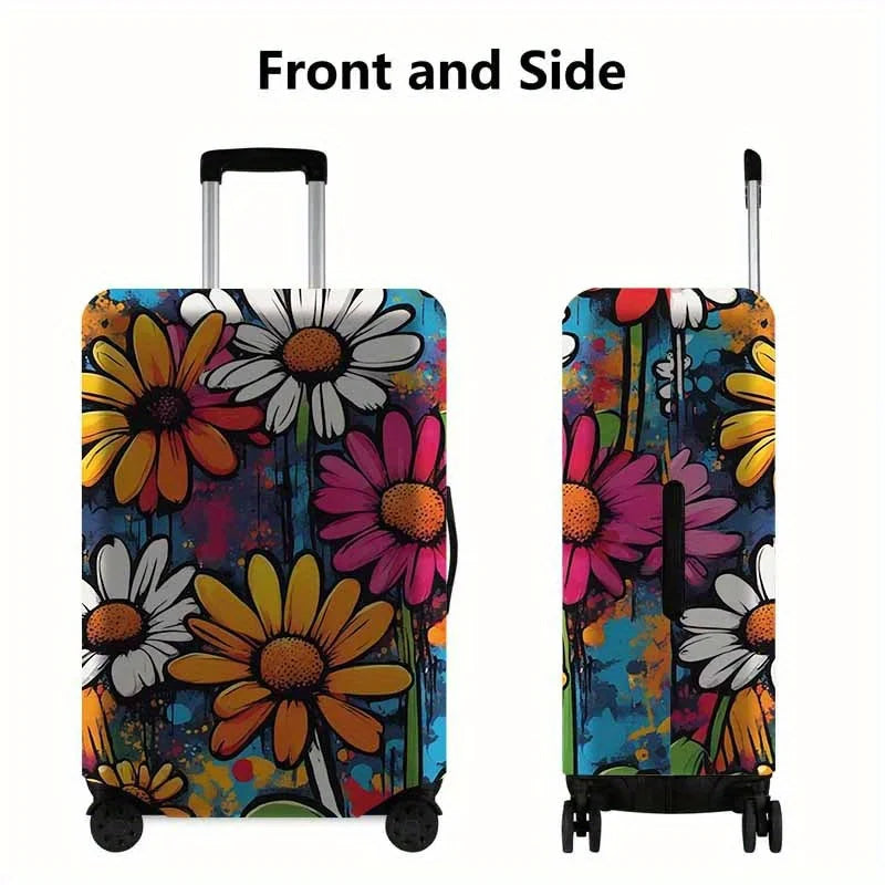 Daisy-patterned luggage cover—a dust-proof and stretchy travel accessory suitable for suitcases ranging from 18 to 32 inches