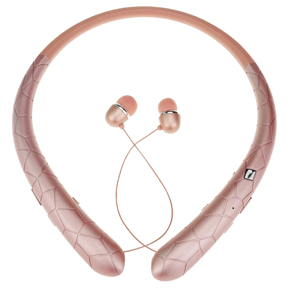 Neckband Headset Noise Canceling Workout Headphones Bluetooth-Compatible5.0 Retractable Earbuds with Mic for iPhone/Samsung/LG