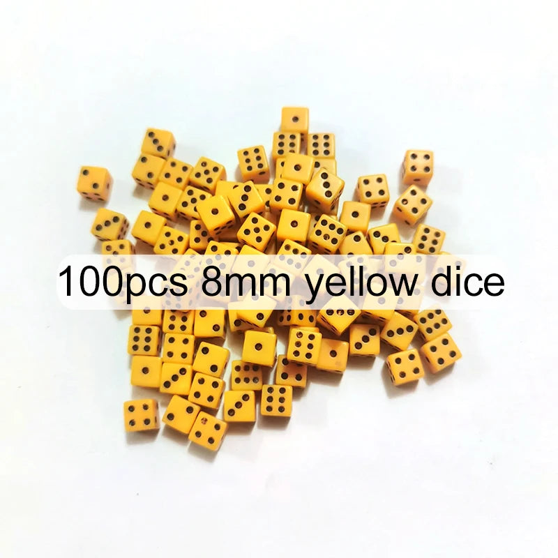 100pcs/lot 8mm Mini 6-sided Dice Acrylic for Party Leisure And Entertainment Gambling Props Chessboard Game Accessories TMZ