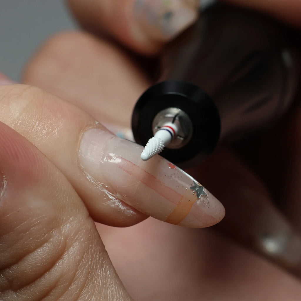 HYTOOS 1.5/2mm Cone White Composite Ceramic Nail Drill Bits High Hardness Pro E-file Bit for Cuticle Clean Gel Removal Tools