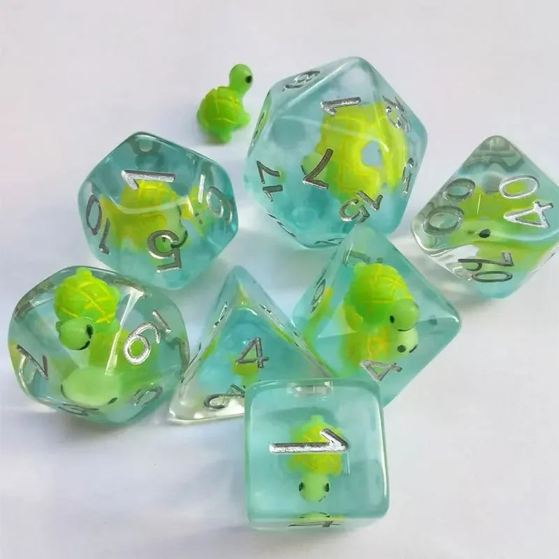New DND Upscale 7Pcs Resin Dice Set Polyhedral Inline Animal D4 D6 D8 D10 D12 D20 Dices for RPG Board Game and Tabletop Games
