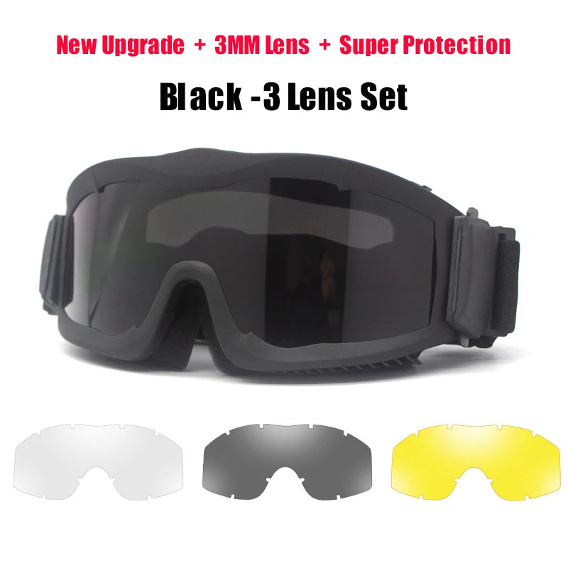 2024 New Upgrade 3mm Tactical Goggles Combat Explosion-proof Glasses Outdoor Hunting Paintball Eyewear