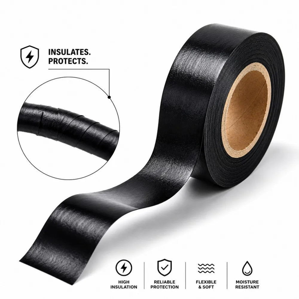 Flame Retardant High Temperature Insulation Tape Width19/25MMx25M Black Electrical Adhesive Tape for Industrial Household Use