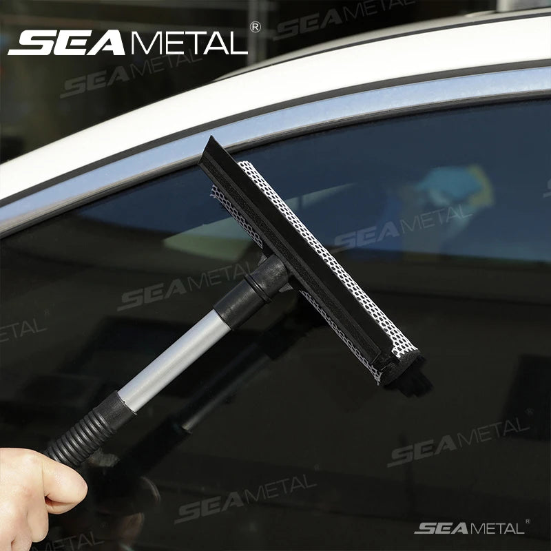 SEAMETAL 1pc Squeegee Car Window Cleaner 2 in 1 Retractable Pole Cleaning Window Brush Glass Squeegee for Car Cleaning Tools