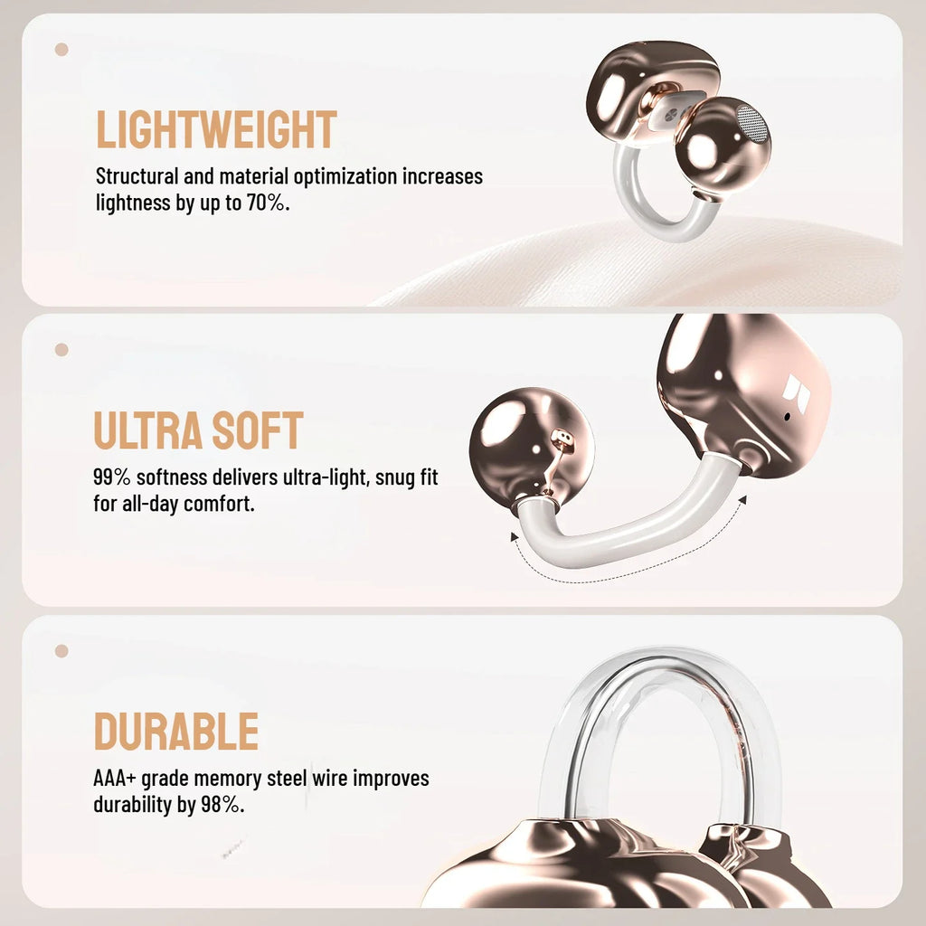 Monster Airstar A02 OWS Bluetooth 6.0 Ear Clip Headphones HiFi Stereo Sport Earbud Open Ear Air Conduction TWS Wireless Earphone