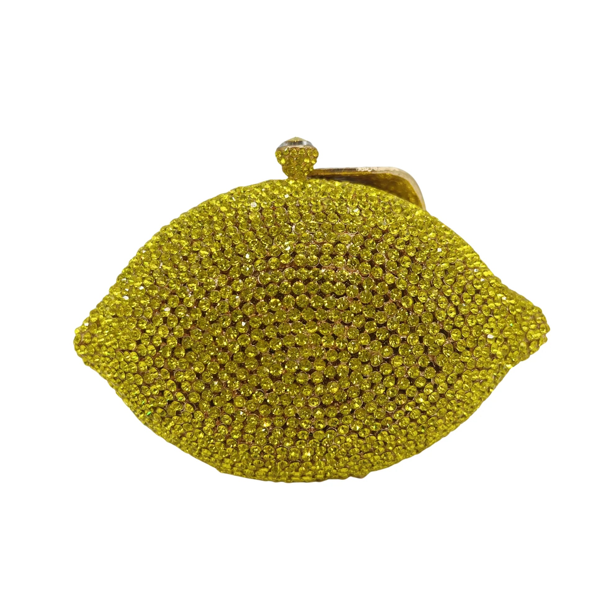 Yellow Lemon Shape Crystal Evening Bag Clutches Bridal Luxury Diamond Clutch Purse Wedding Party  Rhinestone Handbag Prom Pouch