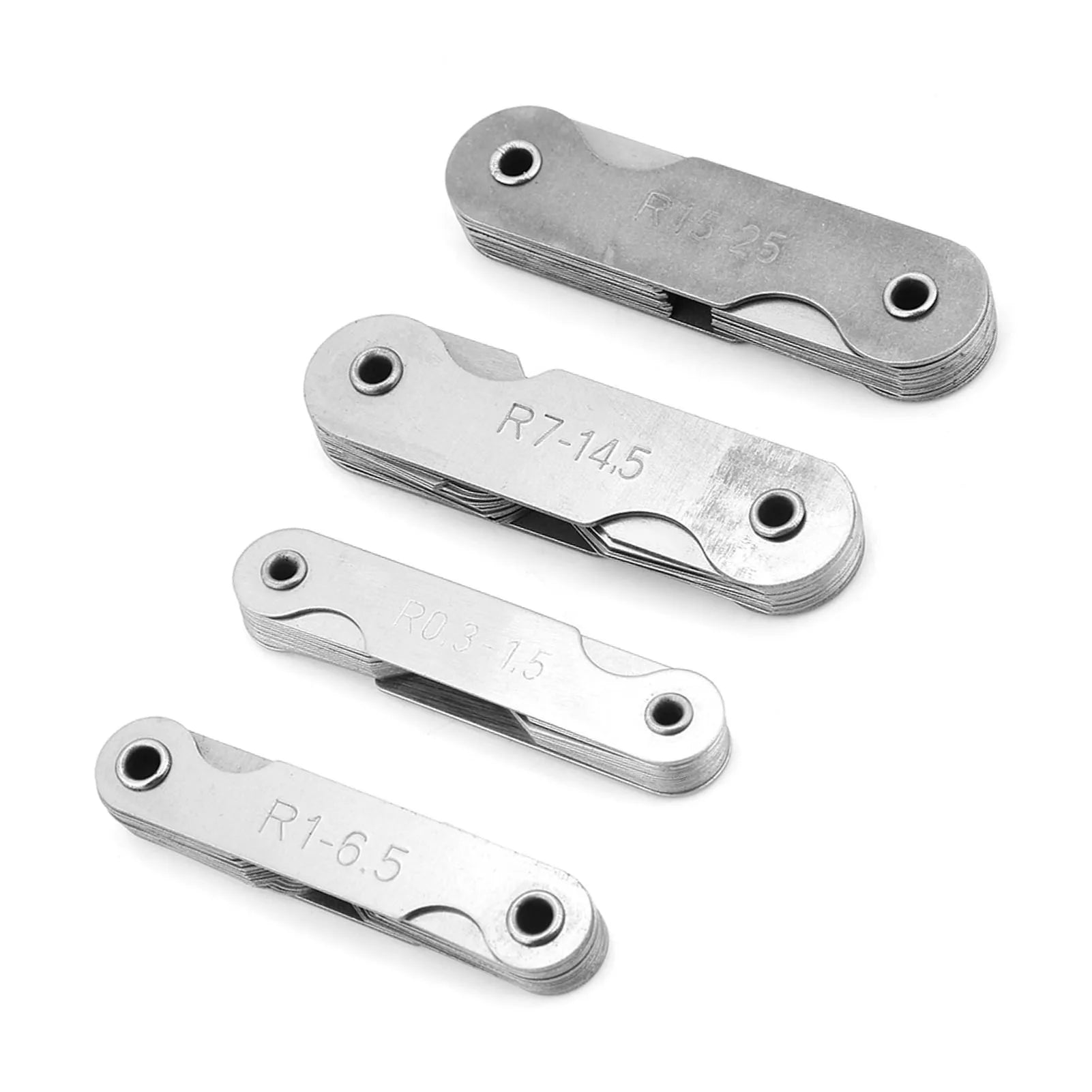 4Pcs Stainless Steel Radius Gauges R0.3-1.5/ R1-6.5/ R7-14.5/ R15-25 Tool Radius Detection Gauge Check Convex Concave Surfaces