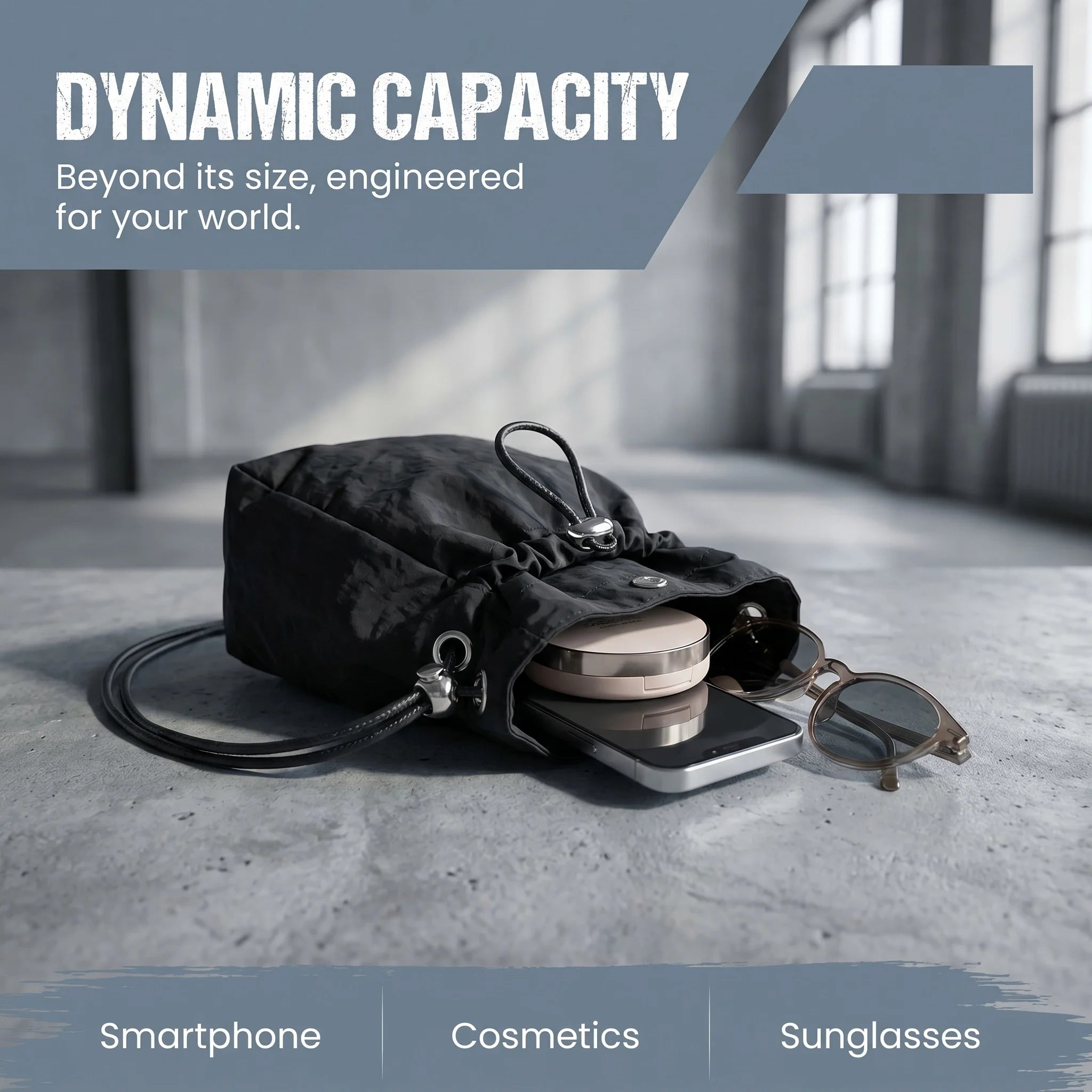 Pomelo Best Mini Nylon Drawstring Crossbody Bag Waterproof Magnetic Snap Small Bucket Shoulder Bag For Daily Travel Outing