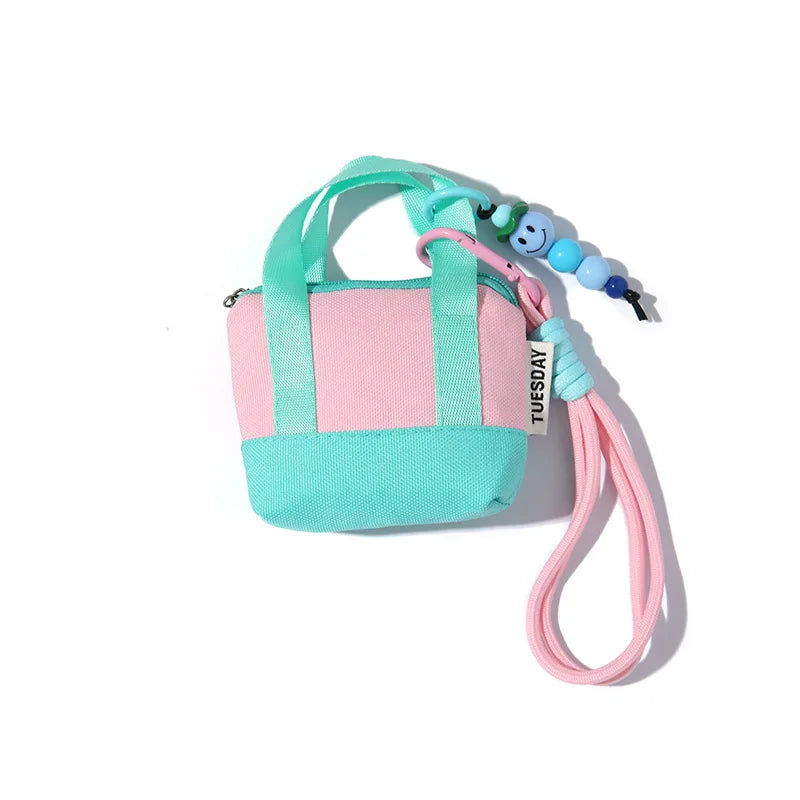 Dopamine, Pink, Mini, Earphone Case, Anti-lost, Storage Bag, Data Cable Organizer Bag, Keychain,Sweet and Girly Accessories