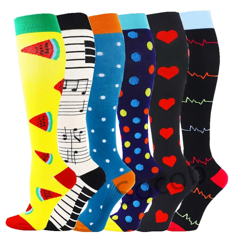 6/7 Pairs Compression Socks Varicose Diabetes Sock Running Cycling Hiking Touring Bicycle Marathon Outdoor Rugby Edema Long Tube