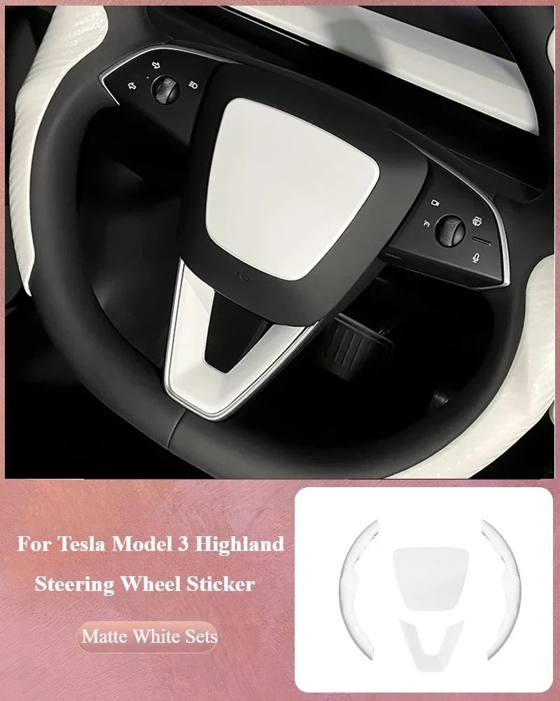 Steering Wheel Cover for Tesla Model 3 Highland White Interior Stickers Car Decoration Modification Accessories for New Model3