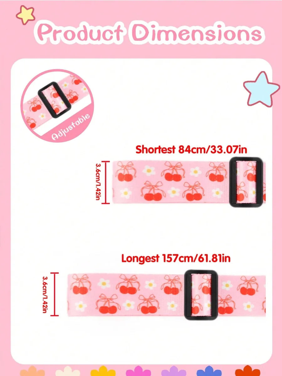Small Fresh Print  Adjustable Luggage Strap for Suitcase, Soft Fabric Travel Belt with Buckle, Lightweight Bag Strap for Women