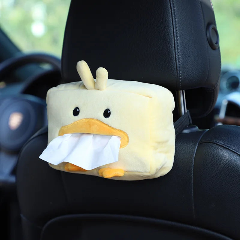 Cartoon Tissue Box Holder Cute Short Plush Tissue Boxes Bracket Auto Armrest Box Car Seat Back Car Decorations Car Tissue Holder