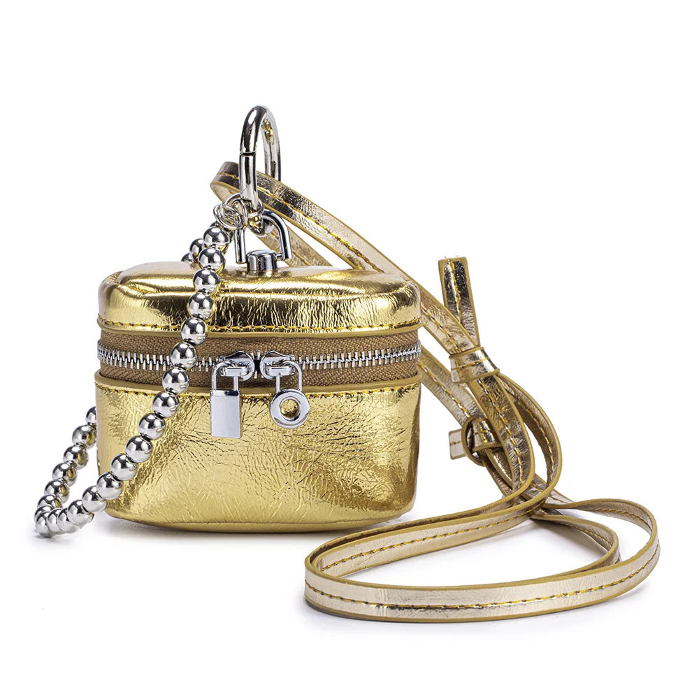 Top-Grain Leather Mini Coin Purse Ins Style - Portable Neck-Hanging Lipstick Makeup Bag & Real Leather Earphone Pouch for Wome