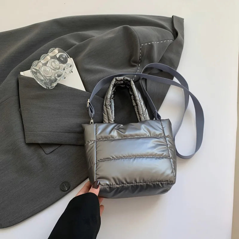 Female Bags Woman Puffy Lightweight Handbag LargeCapacity Quilted Shoulder Bag Adjustable Strap Puffer Tote Handbag Shopping Bag