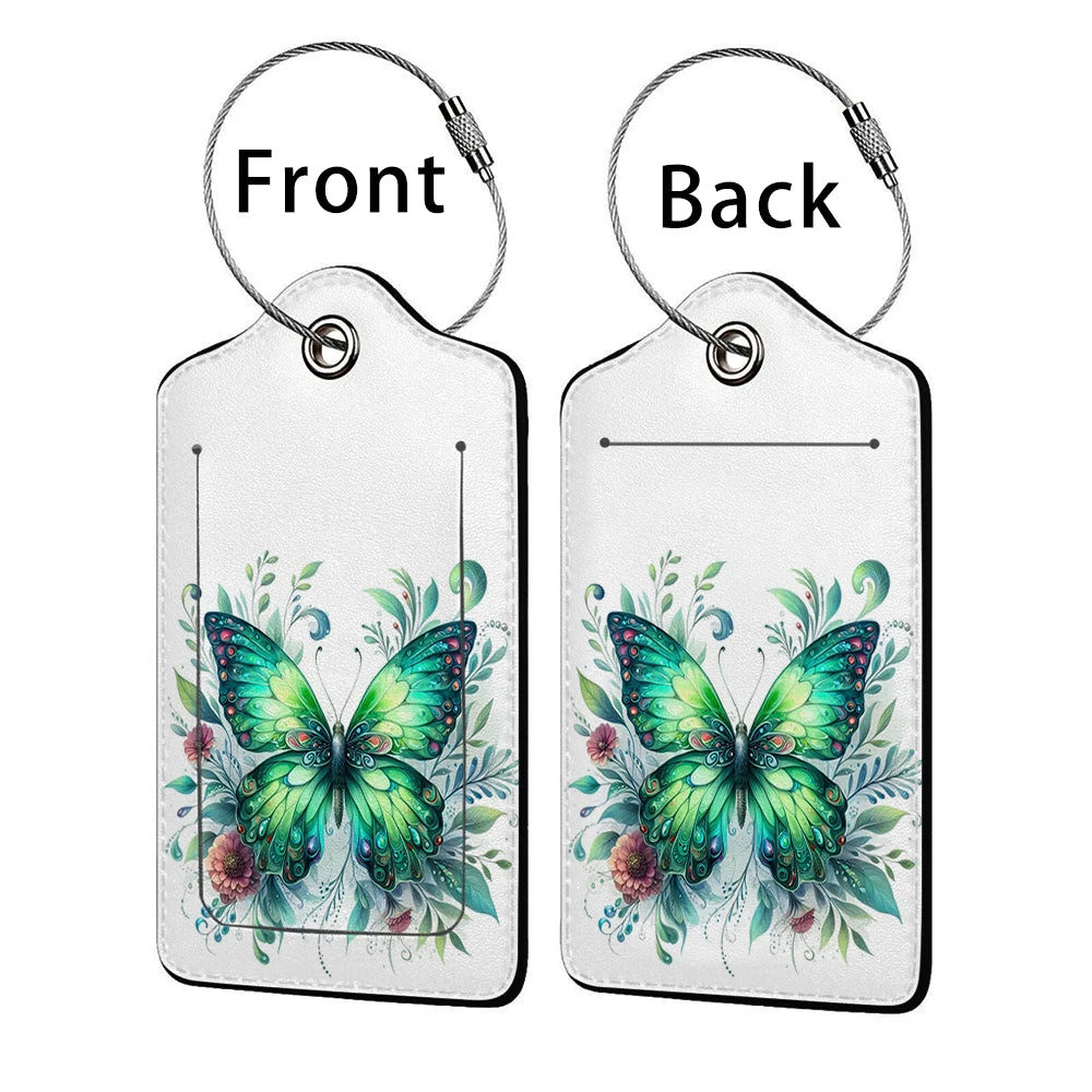 HOT SALE Tyrant butterfly Leather Business Luggage Tag Suitcase Address Label Luggage Boarding Case Label Name ID Address Clip