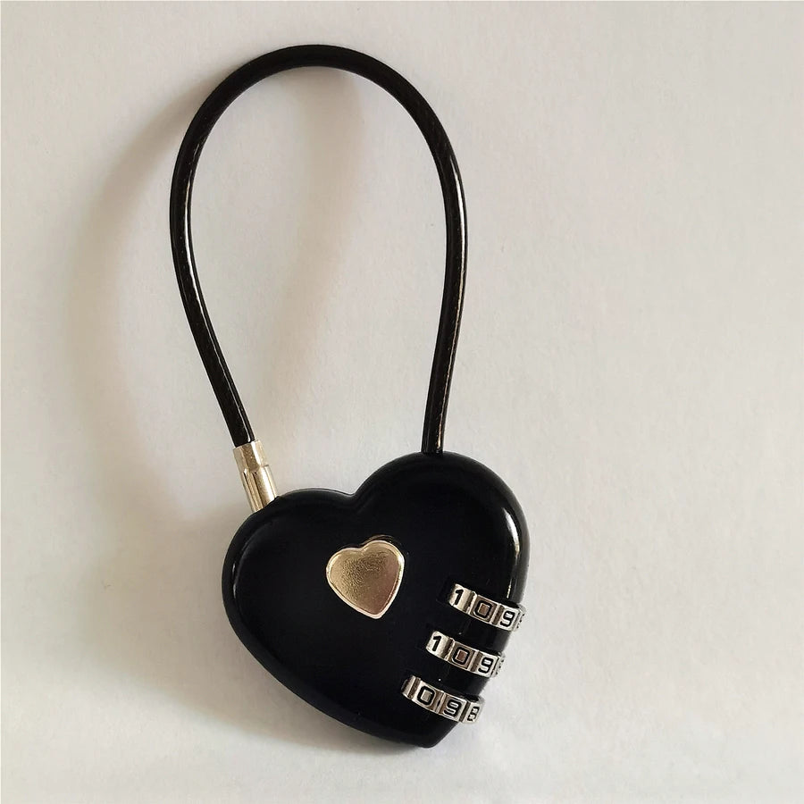 3 Digits Lock Multifunctional Smart Heart Lock Zinc Alloy Suitcase Luggage Bag Password Key Anti-theft Lock with Long Keychains