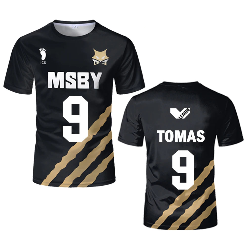 Haikyuu MSBY Black Jackal Jersey Japanese Anime Cosplay Tops Volleyball Uniforms for Men and Women Breathable Kid's T Shirts