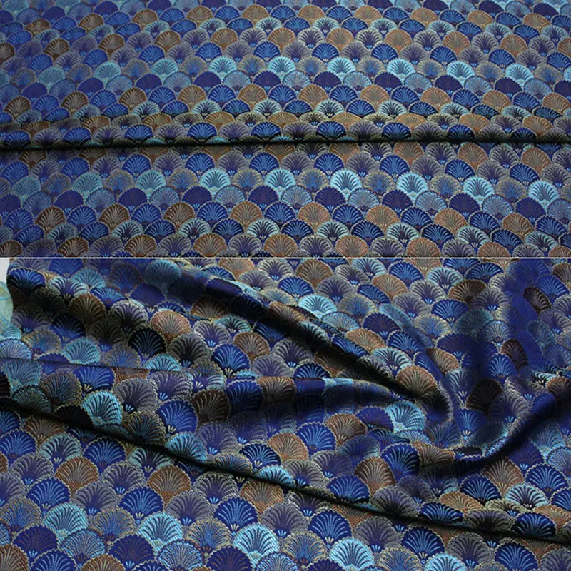 50x75cm Brocade Jacquard Fabric Ginkgo Leaf Design Faux Silk Material For Hanfu Mongolian Robe Cheongsam Costume DIY