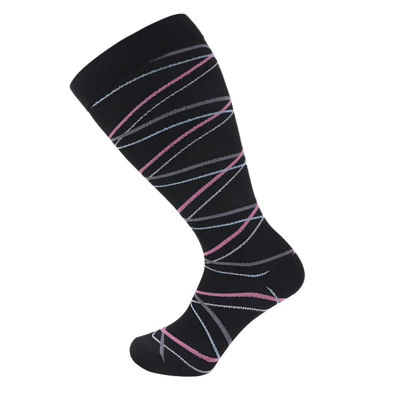 2XL-7XL Plus Size 20-30 mmHg Compression Socks for Women Men Wide Calf Extra Large Knee High Flight Sock for Circulation Support