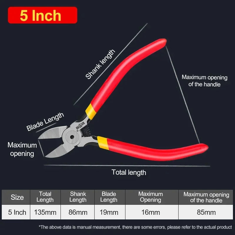 5/6 Inch Cr-V Mini Electronic Wire Stripping Pliers Diagonal Pliers Side Cutter Plastic Cable Nipper DIY Repair Tools