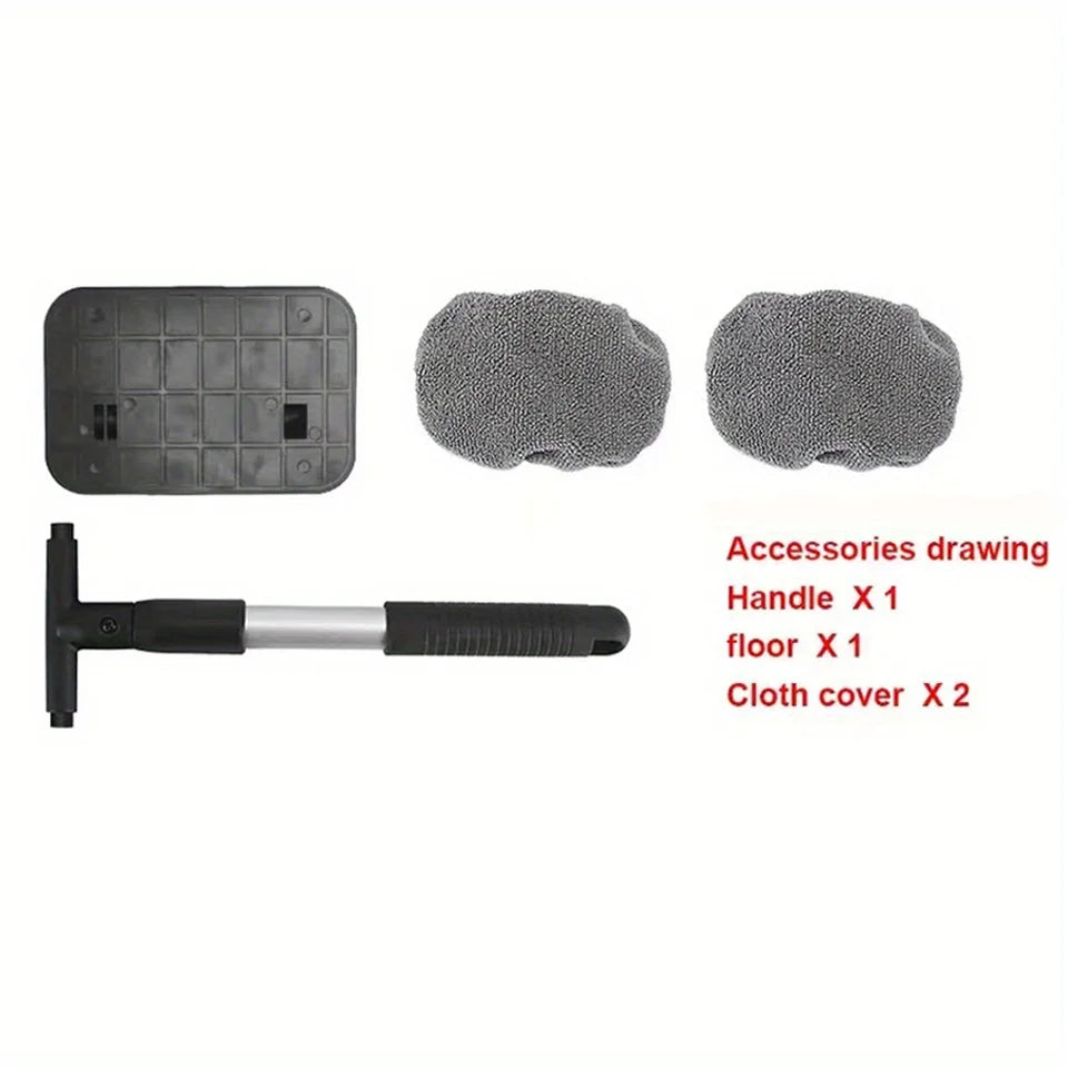 Car Windshield Cleaning Tool Set 2 Cleaning Towel Spray Bottle Telescopic Long Handle Defogging Brush Glass Clean Dust Remover
