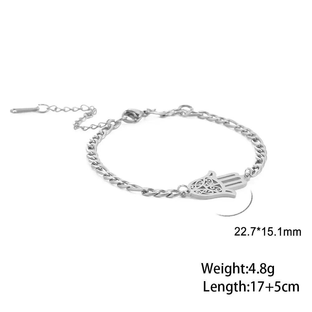 Skyrim Amulet Hamsa Hand of Fatima Bracelets on Hand Gold Color Women's Bracelet Stainless Steel Islamic Lucky Jewelry Gift 2026
