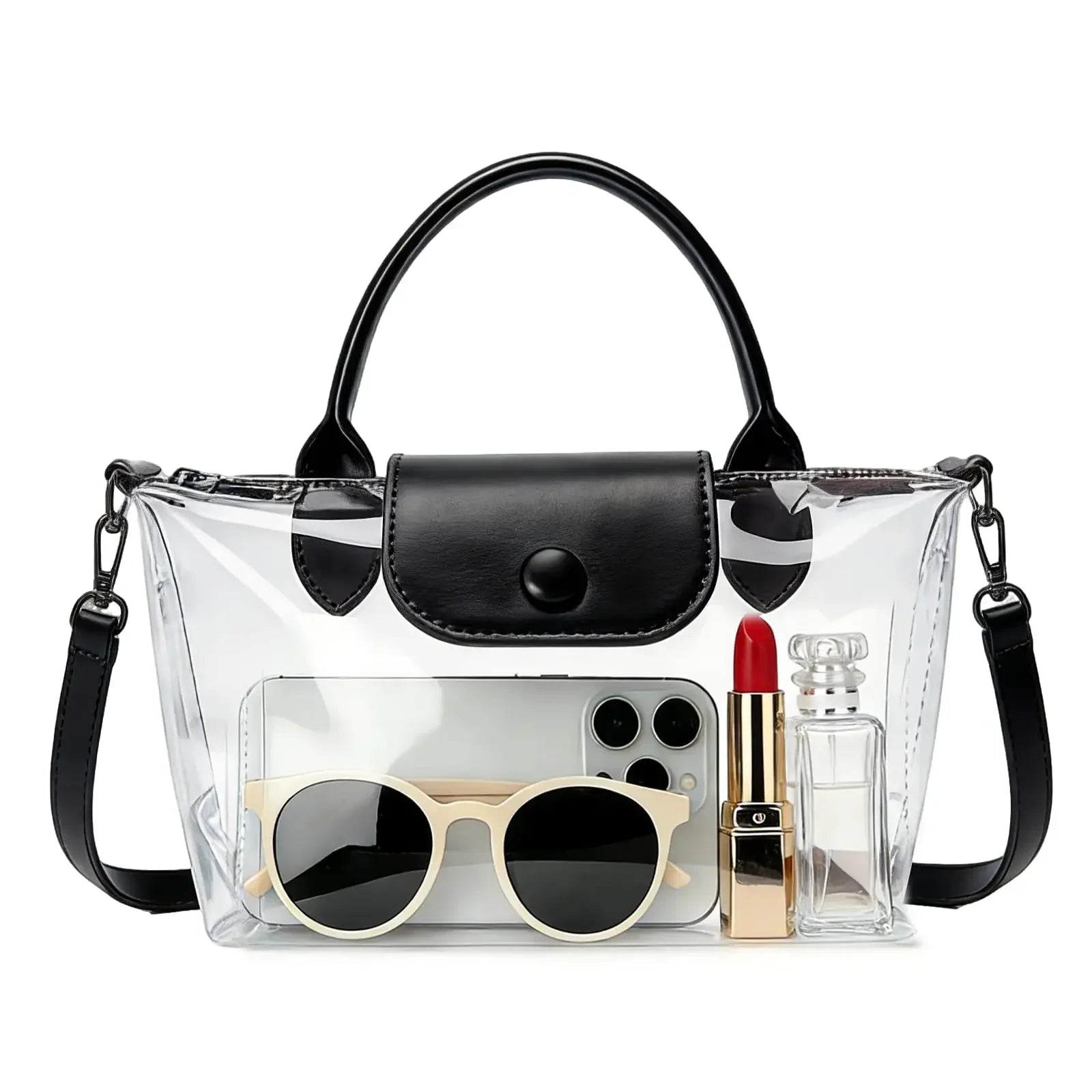 2026 New PVC Waterproof Transparent Handbag Women Large Capacity Phone Bag Niche Shoulder Crossbody Bag