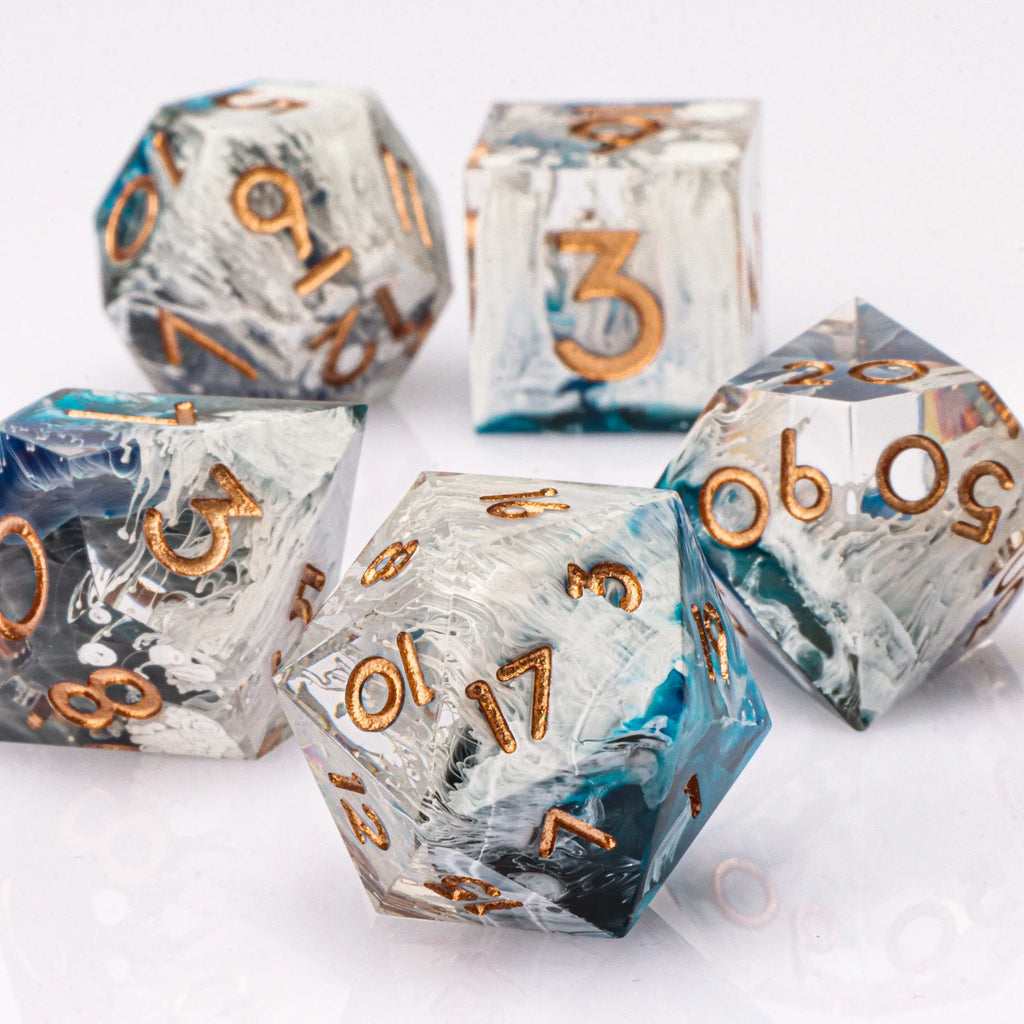 Handmade D&D Polyhedral Dice Set for Dungeons and Dragons, D and D Dice, Sharp Edged Resin D&D Dice Set Gifts, D20 Dice