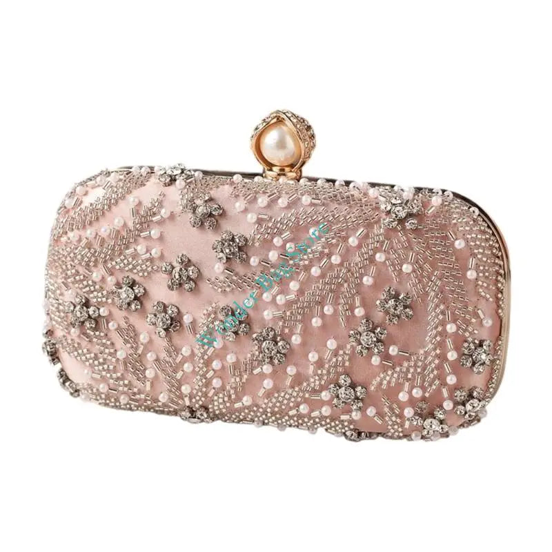 H3CB Stylish Beaded Wedding Purse Sparkling Embellishments Compact Lightweight Evening Bag Fashion Night Out Accessory Handbag