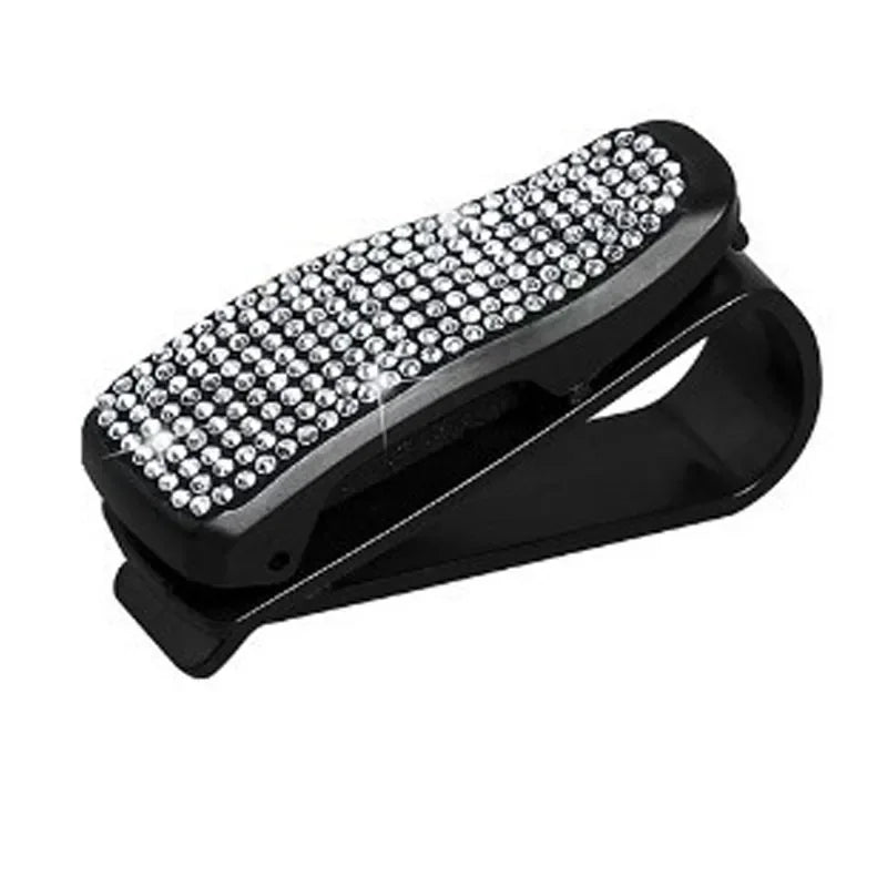 Diamond Glasses Holders Car Sun Visor Sunglasses Eyeglasses Mount With Ticket Card Clip Car Interior Accessories Glasses Holder