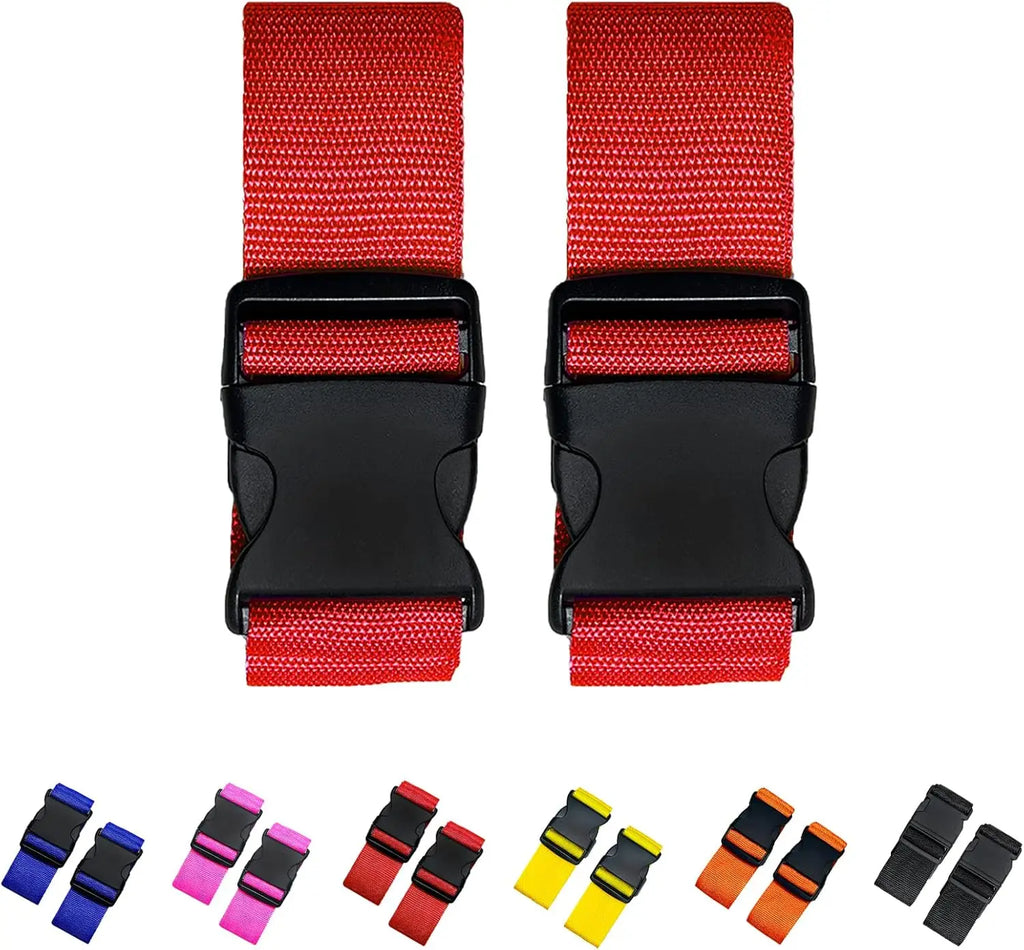2 Pieces Nylon Luggage Strap Adjustable Bright Color Suitcase Belts Baggage Belt Travel Accessories Suitcase Packing Seat Belt