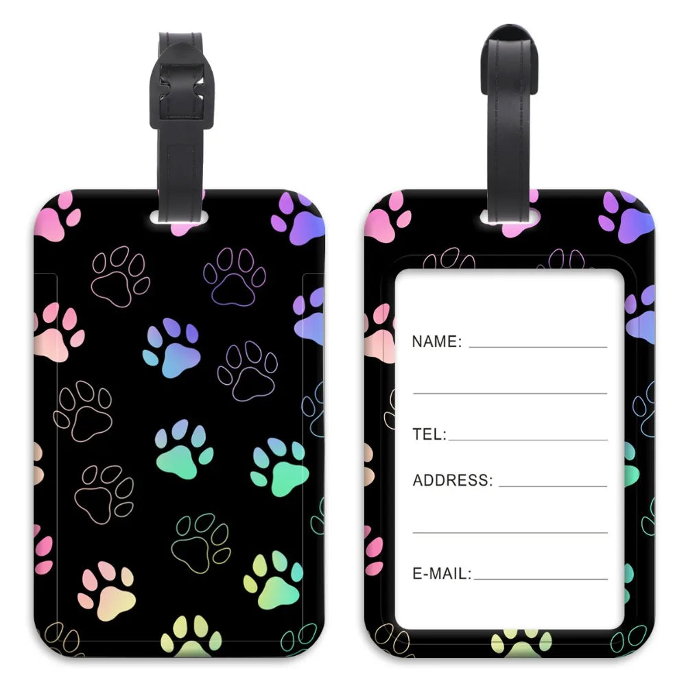 Anti-Lost Listing Plastics Baggage Tag Artistic Suitcase Backpack Hang Rope ID Card Holder Cute Cats Badge Holder