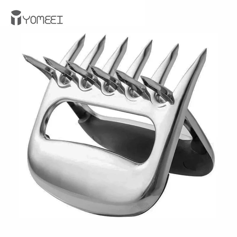 YOMEEI 2 Pcs/Set Stainless Steel Bear Claw Non-stick Meat Shredder Claws BBQ Meat Claws BBQ Fork Food Meat Separator BBQ Tools