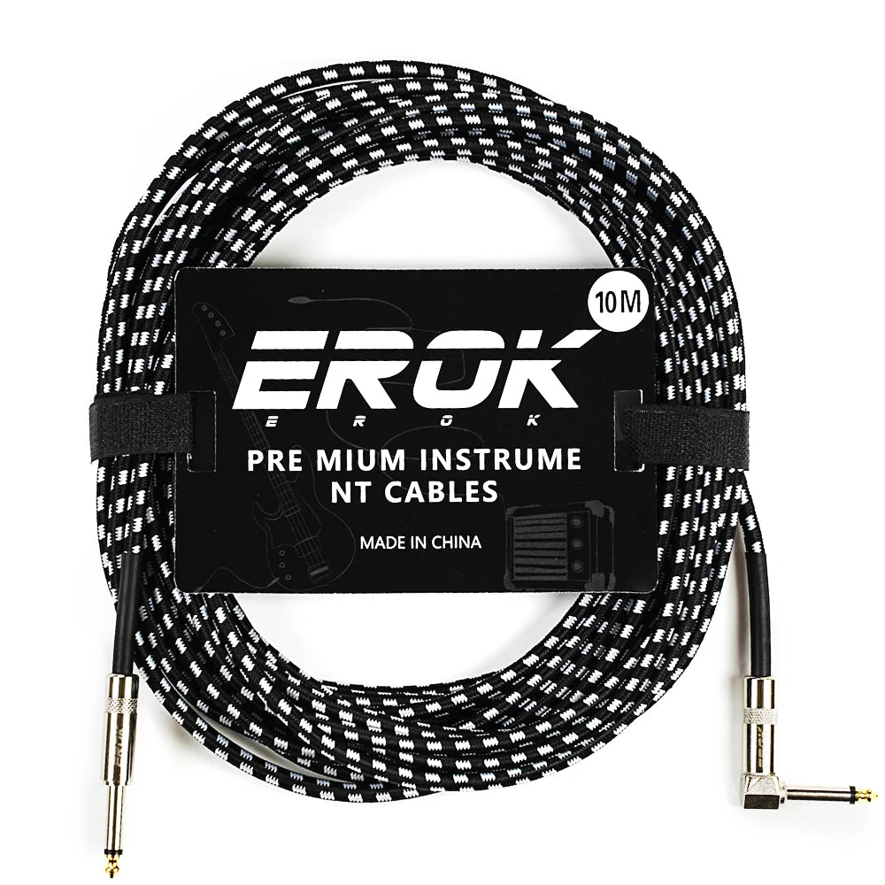 EROK 1.5/3/6/10M Guitar Audio Cables Anti-Noise Line 6.35mm Male to Male Colorful Braided Line Pedal Guitar Bass Universal Cable