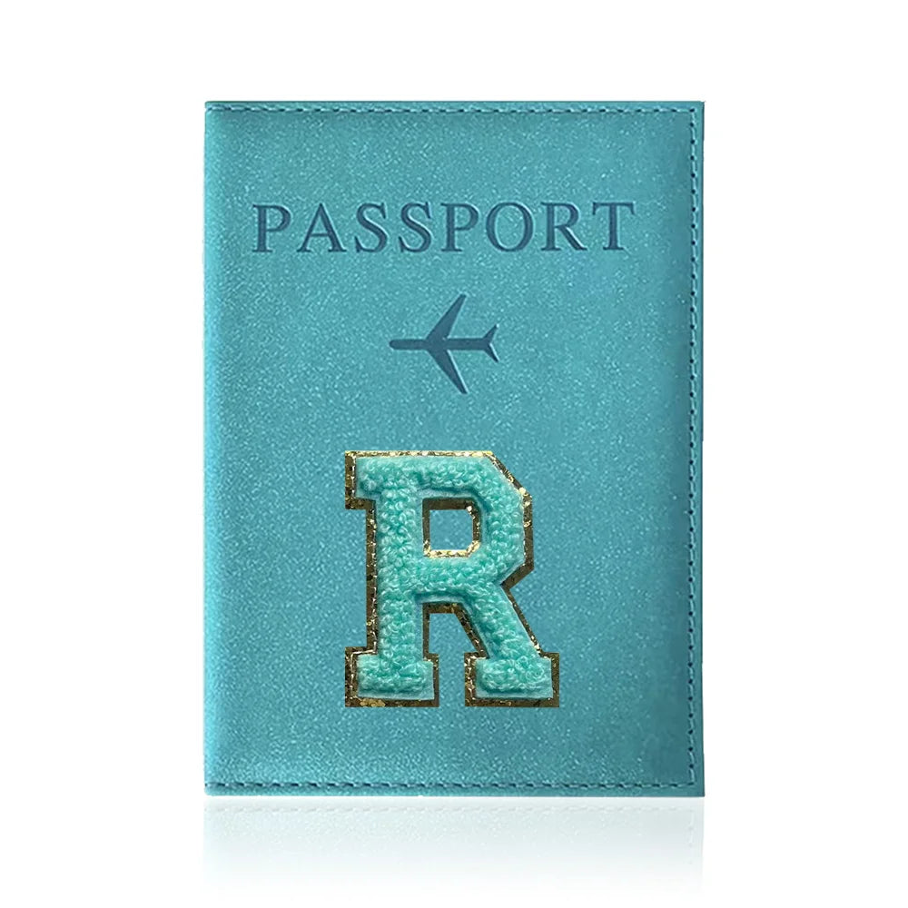 Passports Pouch Passport Protective Cover Green Letter Series Watertproof Passport Case Passports Holder PU ID Card Holders