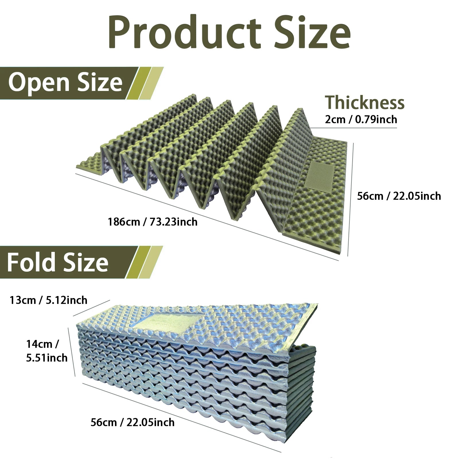 Portable Foldable Egg Crate Foam Pad Thickened Aluminum Foil Sleep Mat Moisture Proof Insulation Mat for Travel Picnic Camping
