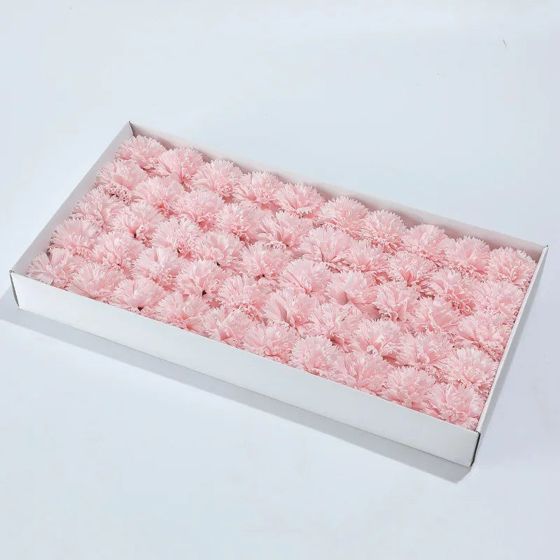 50Pcs Carnation Flowers Head for DIY Bouquet Craft-Long-Lasting Fragrant  Artificial Blooms Valentine's/Mother's Day Home Decor