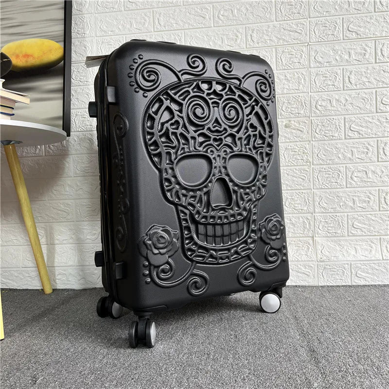 New 20'24'28'inch Skull High Quality Rolling Luggage Spinner Students Password Suitcase Carry on Trolley Suitcase Travel Bag
