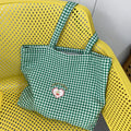 Retro Plaid Women's Portable Shopping Bags Eco Reusable Female Cotton Tote Shoulder Bag College Girls Book Handbags with Zipper