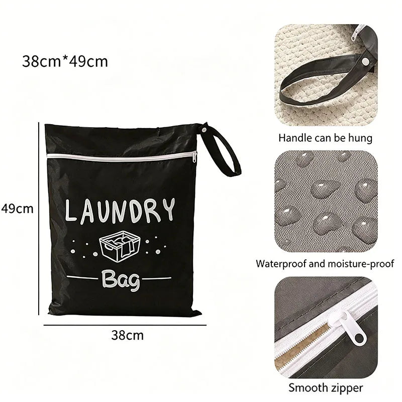 Large Capacity Waterproof Travel Laundry Bag Wet Dry Organizer Pouch with Zipper Hanging Strap Portable Storage Bag